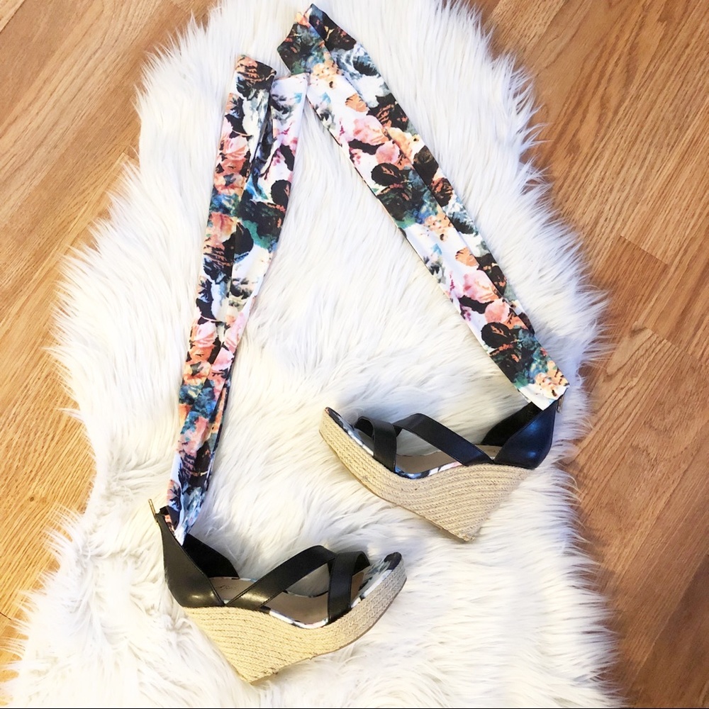 Thalia Sodi Tie Up Wedge Espadrilles